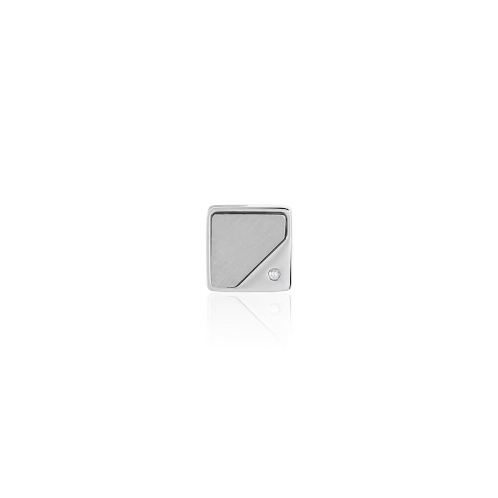 Boucle D'oreille Puce Unitaire Acier Blanc Tiago Diamant -  Homme | Marc Orian