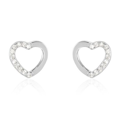 Boucles D'oreilles Puces Argent Blanc Saverio Oxydes De Zirconium - Clous d'oreilles Femme | Marc Orian