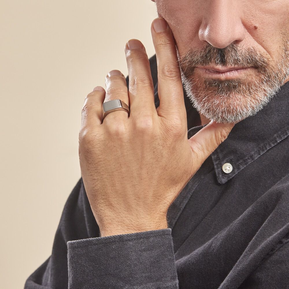 Chevalière Acier Gris Luciano - Chevalières Homme | Marc Orian