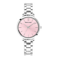 cadran argenté fond rose bracelet acier argenté