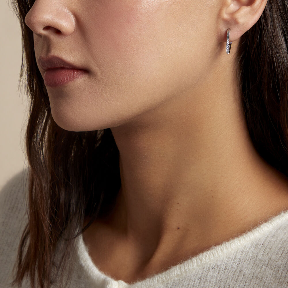 Creoles Argent Blanc Deep In Love Oxyde De Zirconium - Créoles Femme | Marc Orian