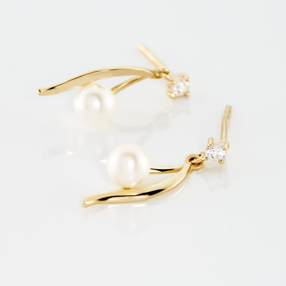 Boucles D'oreilles Pendantes Orientale Or Jaune Perle De Culture - Pendantes Femme | Marc Orian