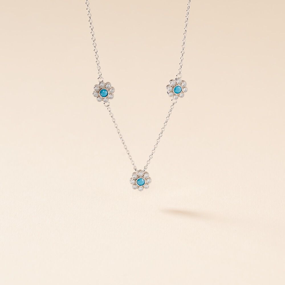 Collier Aurel Argent Blanc Turquoise Oxyde De Zirconium - Colliers avec pierres Femme | Marc Orian