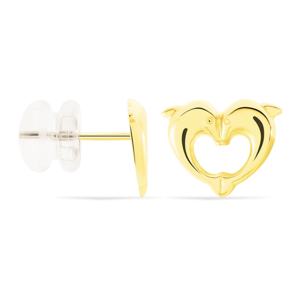 Boucles D'oreilles Puces Fulvie Double Dauphins Or Jaune - Puces Femme | Marc Orian