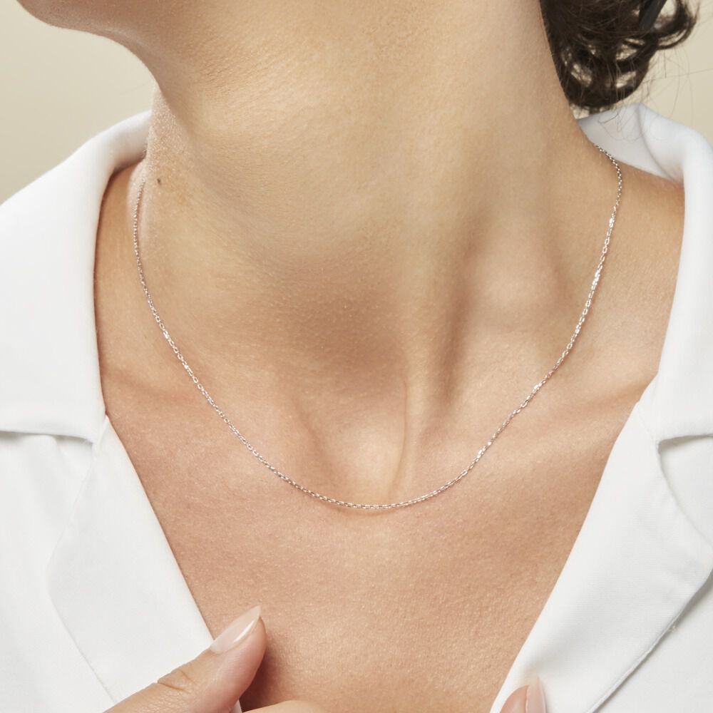 Chaîne Igoa Maille Forçat Diamantee Or Blanc - Chaines Femme | Marc Orian