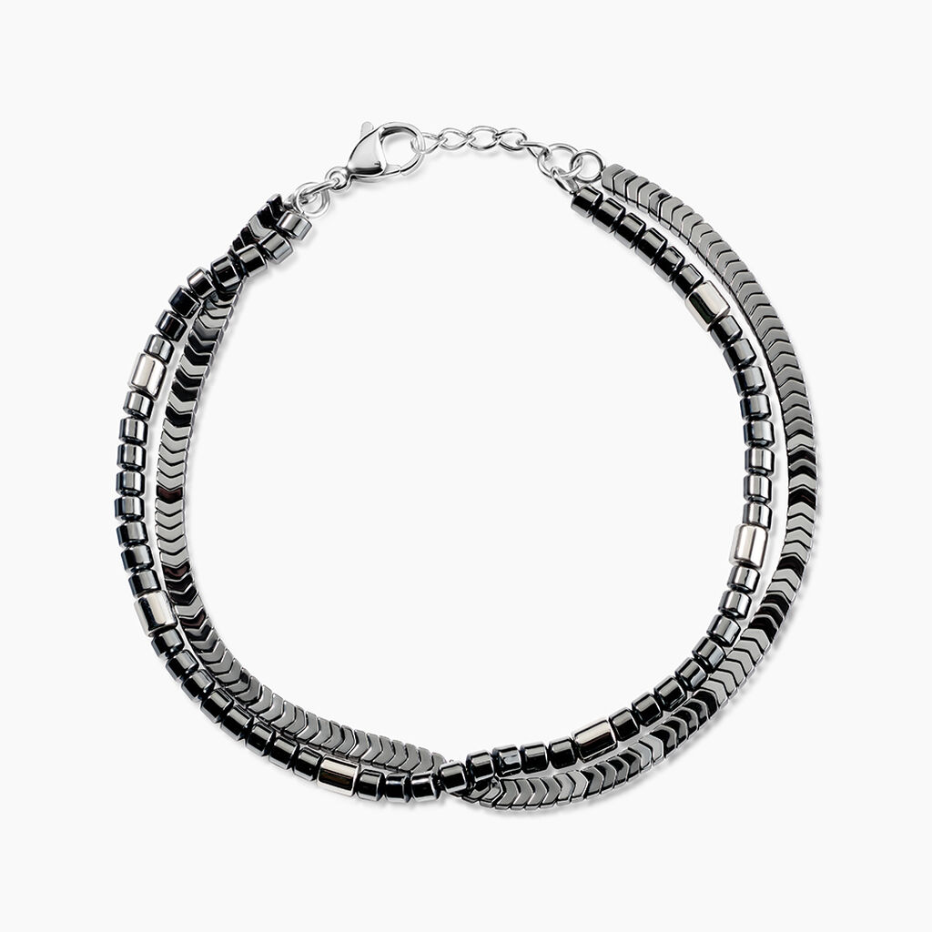 Bracelet Naturel Acier Blanc H&eacute;matite - Bracelets cha&icirc;nes Homme | Marc Orian