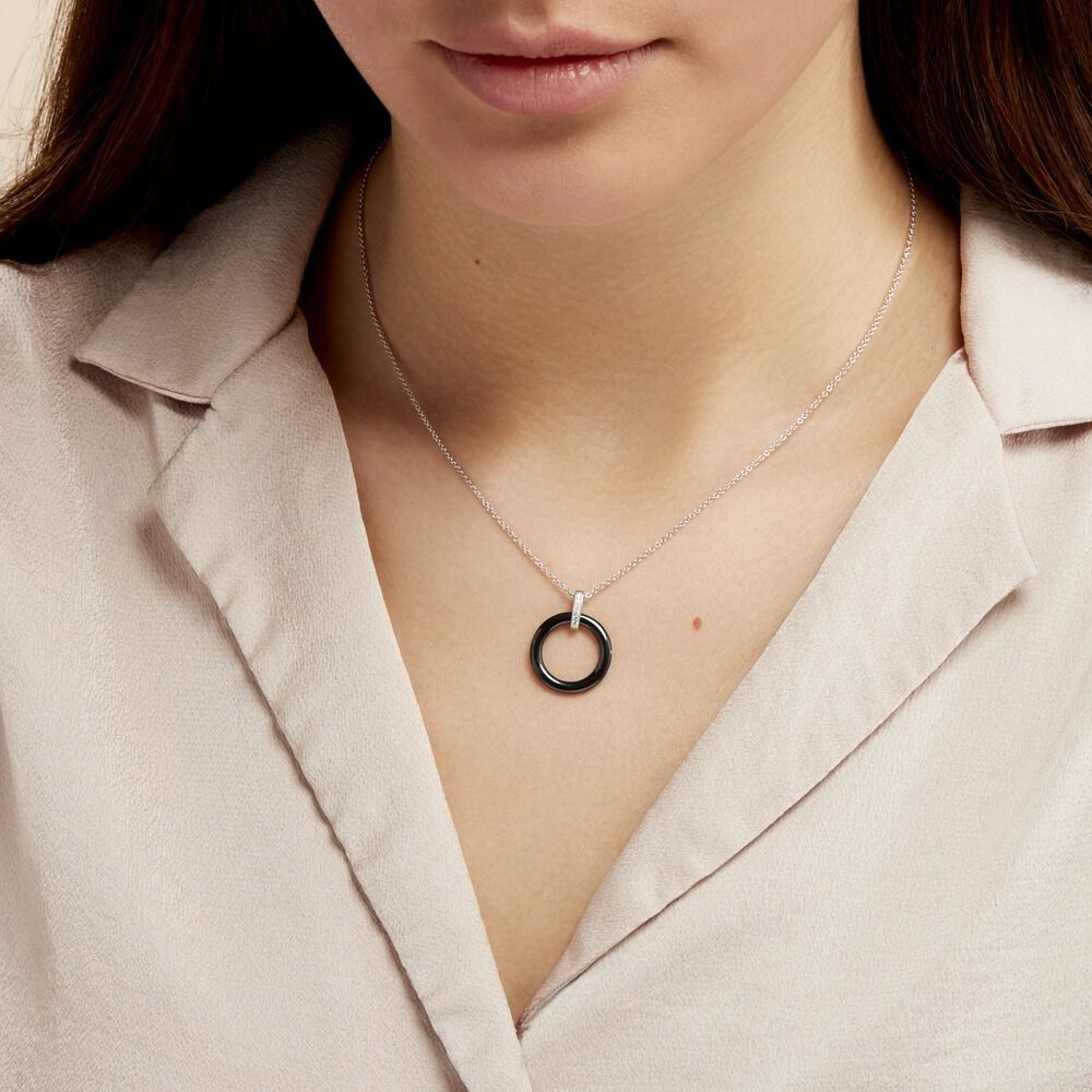 Collier Natacha Cera Argent Blanc Céramique Et Oxyde De Zirconium - Colliers avec pierres Femme | Marc Orian