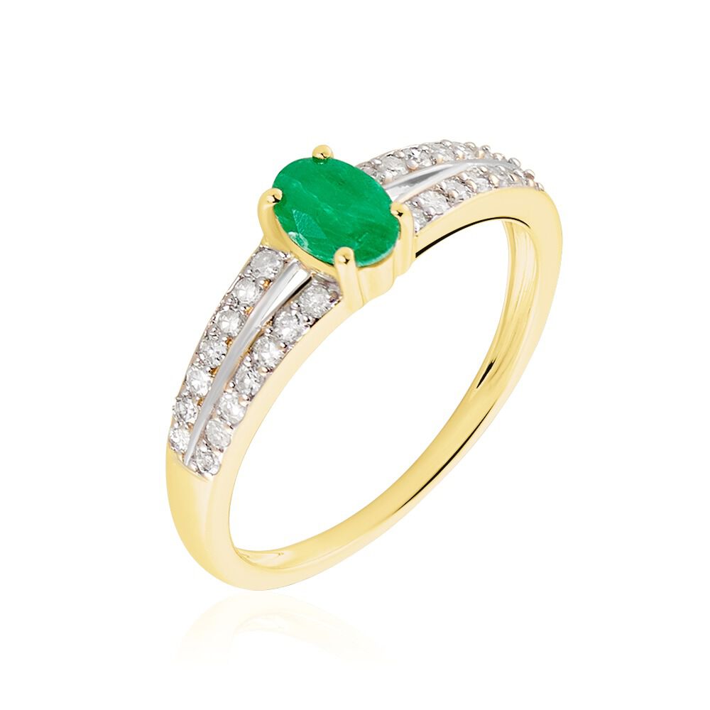 Bague Carlton Or Jaune Emeraude Diamant - Bagues vintage Femme | Marc Orian