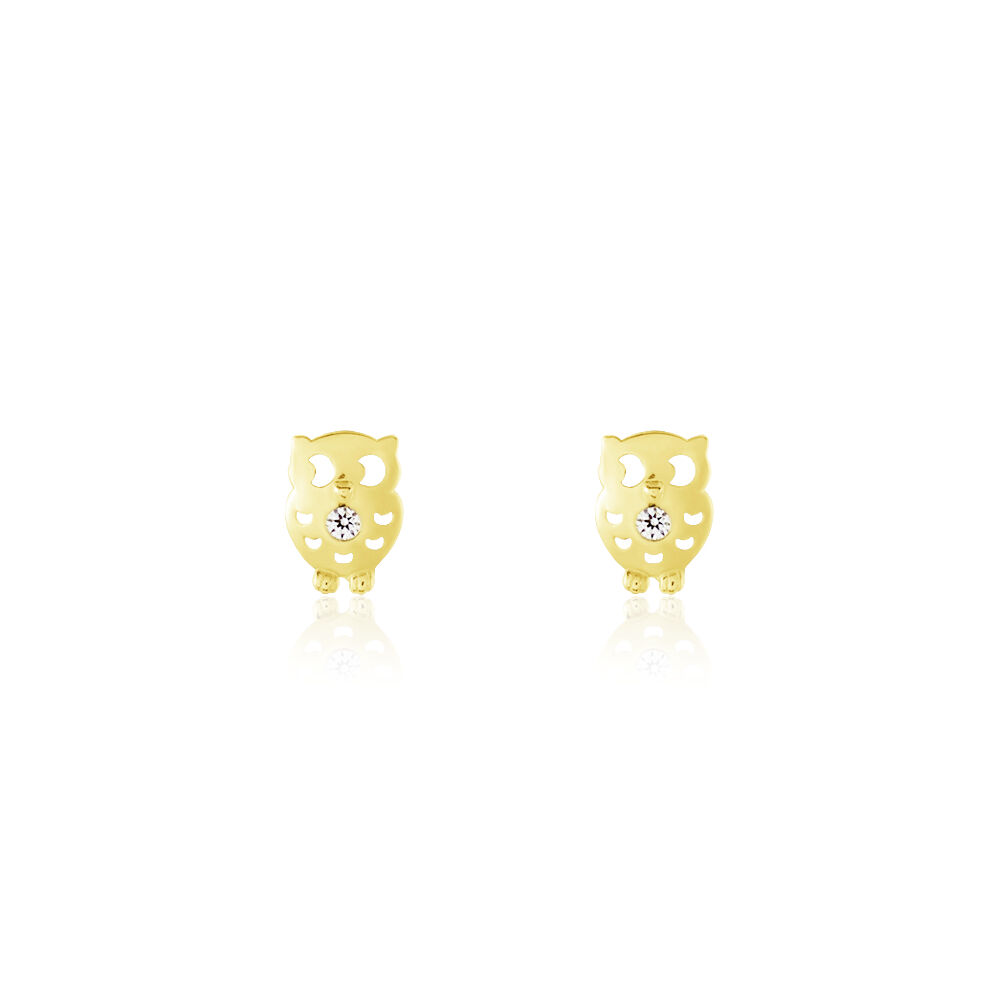 Boucles D'oreilles Puces Helois Hibou Or Jaune Oxyde De Zirconium - Puces Femme | Marc Orian
