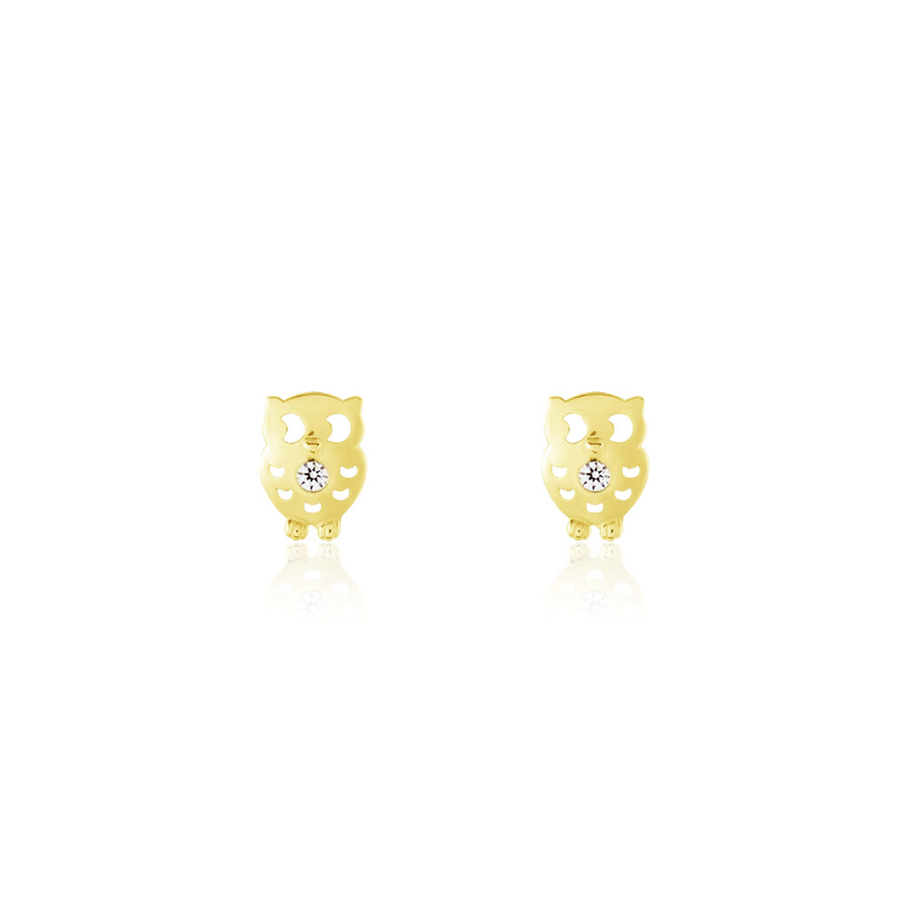 Boucles D'oreilles Puces Helois Hibou Or Jaune Oxyde De Zirconium - Puces Femme | Marc Orian