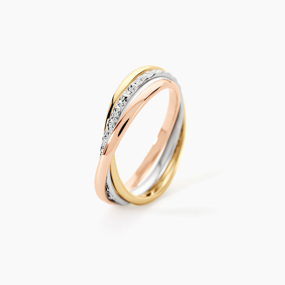 Alliance Entrelacee Diamantee Ruban Plat Or Tricolore - Alliances duo Unisex | Marc Orian