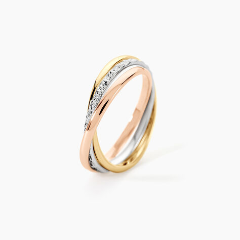 Alliance Entrelacee Diamantee Ruban Plat Or Tricolore - Alliances duo Unisex | Marc Orian
