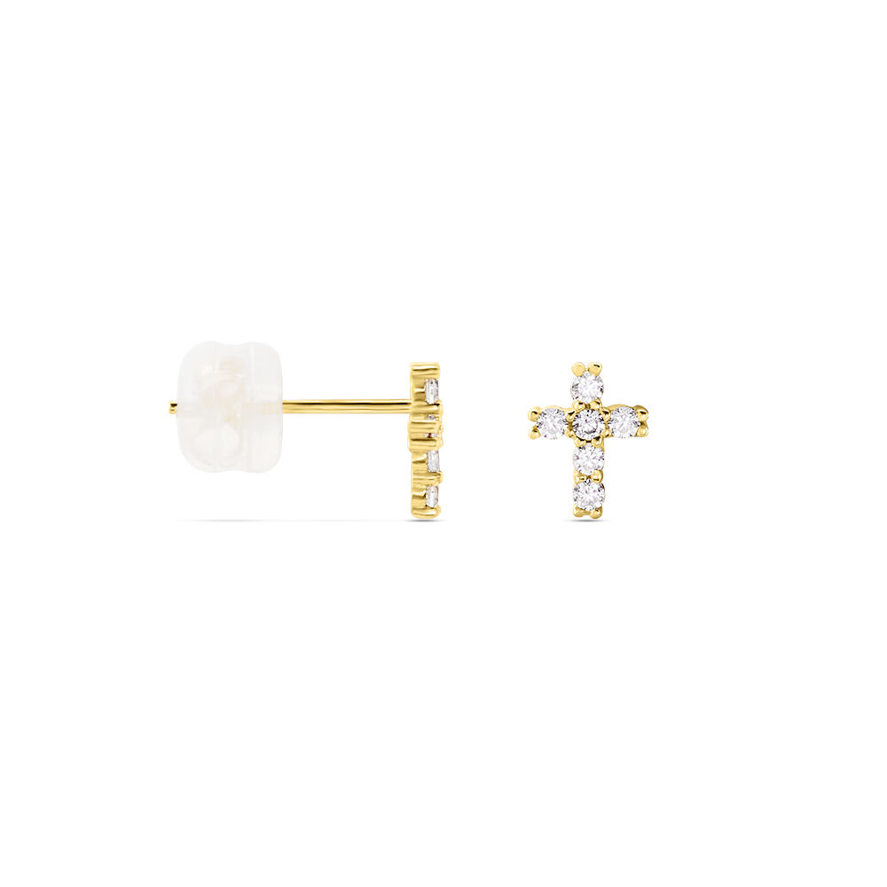 Boucles D'oreilles Puces Luna Or Jaune Oxyde De Zirconium - Puces Femme | Marc Orian