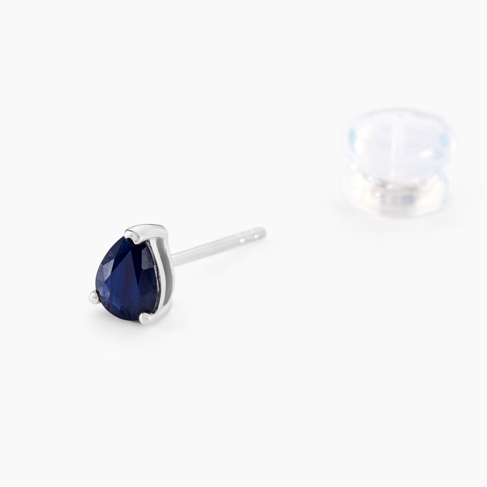 Boucles D'oreilles Puces Or Blanc Isador Saphir - Puces Femme | Marc Orian