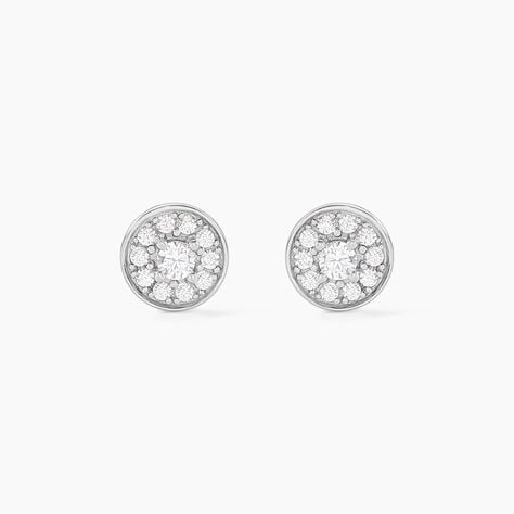 Boucles D'oreilles Puces Auxana Argent Blanc Oxyde De Zirconium - Puces Femme | Marc Orian