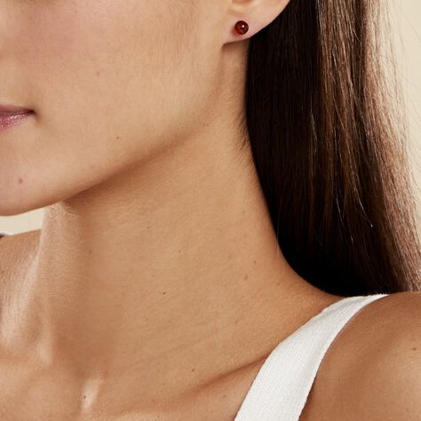 Boucles D'oreilles Puces Brunhild Argent Blanc Ambre - Clous d'oreilles Femme | Marc Orian