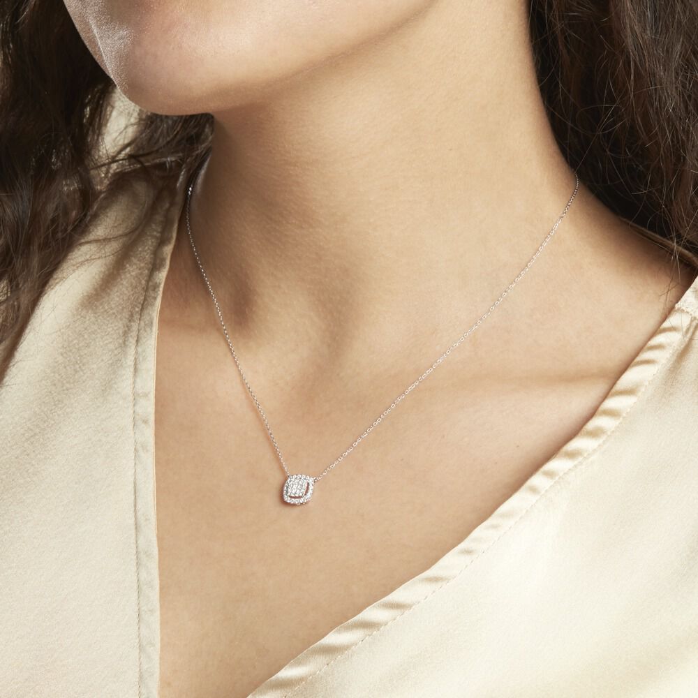 Collier Or Blanc Naveen Diamants Synthétiques - Colliers avec pierres Femme | Marc Orian