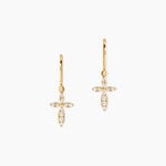 Boucles D'Oreilles Pendantes Chastity Argent Dor&eacute; A L'Or 750/1000 Oxyde De Zirconium - Pendantes Femme | Marc Orian