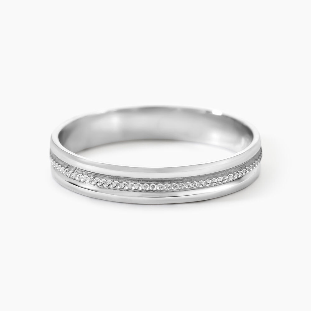 Alliance Perlee Ruban Plat Or Blanc - Alliances duo Unisex | Marc Orian