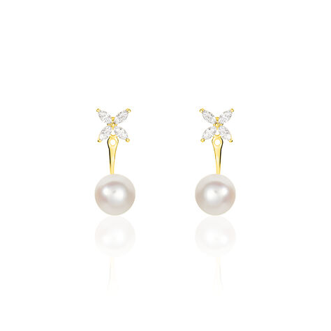 Bijoux D'oreilles Norah Or Jaune Perle De Culture Et Oxyde - Piercings d'oreilles Femme | Marc Orian
