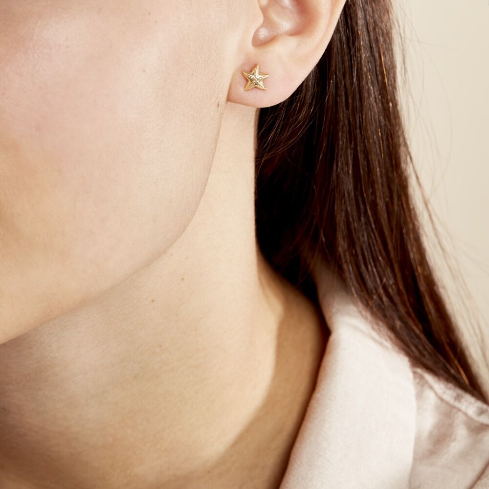Boucles D'oreilles Puces Alphonsine Etoile De Mer Or Jaune - Puces Femme | Marc Orian