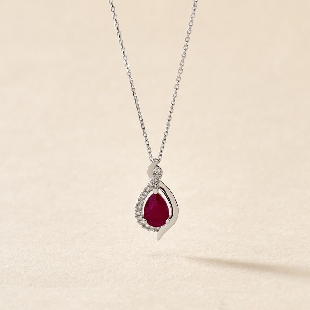 Collier Angelika Or Blanc Rubis Et Diamant - Colliers avec pierres Femme | Marc Orian