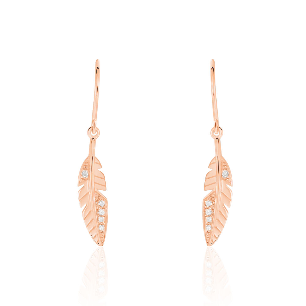 Boucles D'oreilles Pendantes Clodie Or Rose Diamant - Pendantes Femme | Marc Orian
