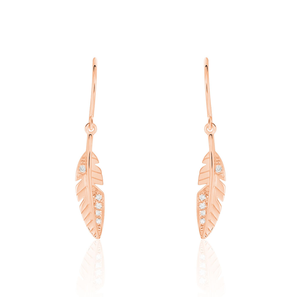 Boucles D'oreilles Pendantes Clodie Or Rose Diamant - Pendantes Femme | Marc Orian