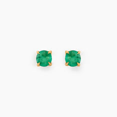 Boucles D'oreilles Puces Jardin Serti Griffe Or Jaune Emeraude - Clous d'oreilles Femme | Marc Orian