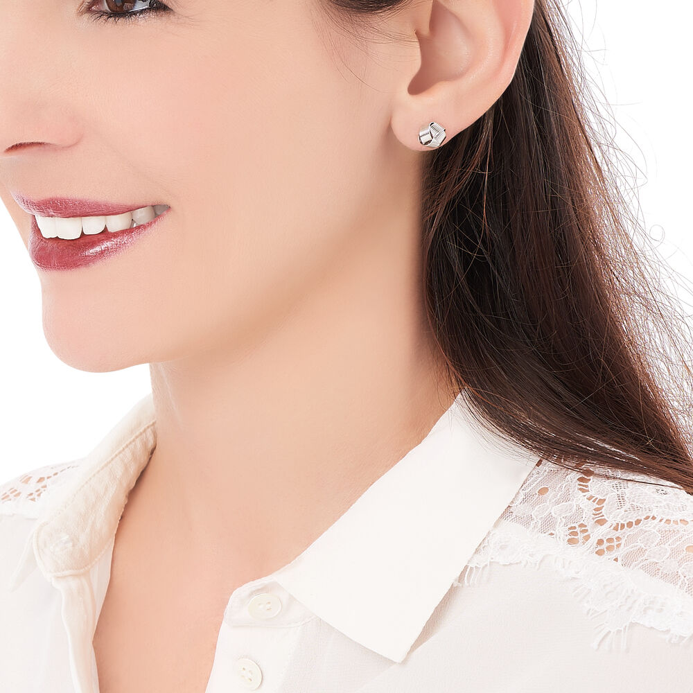 Boucles D'oreilles Puces Albanne Argent Blanc - Puces Femme | Marc Orian