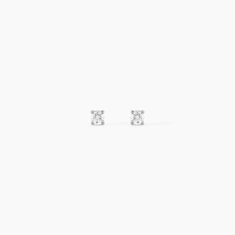Boucles D'Oreilles Puces One Or Blanc Diamants - Boucles d'oreilles mariage Femme | Marc Orian