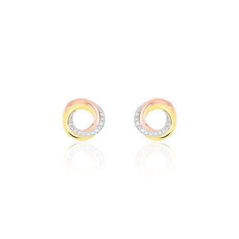 Boucles D'oreilles Puces Tiara Or Tricolore Diamant - Puces Femme | Marc Orian
