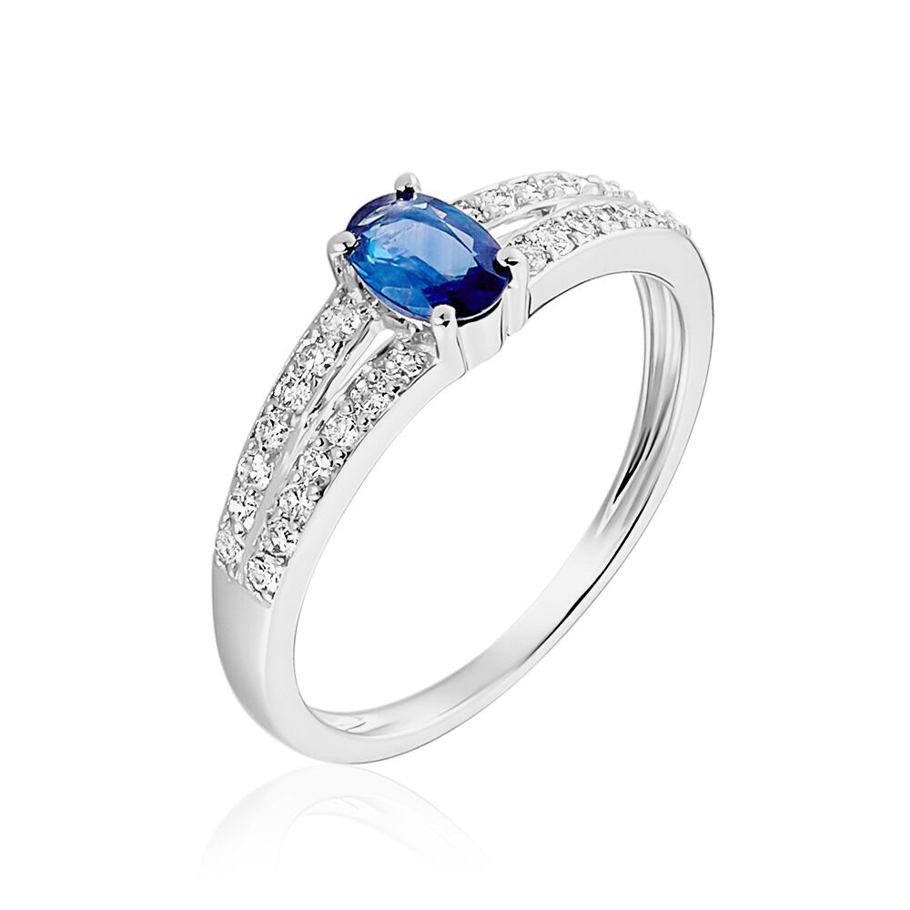 Bague Carlton Or Blanc Saphir Diamant - Solitaires Femme | Marc Orian