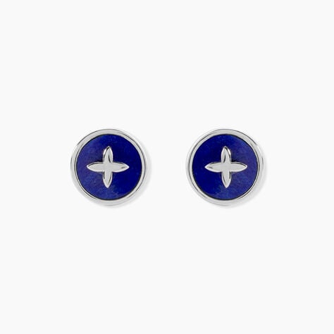 Boucles D'Oreilles Puces Talismania Argent Blanc Lapis Lazuli - Puces Femme | Marc Orian