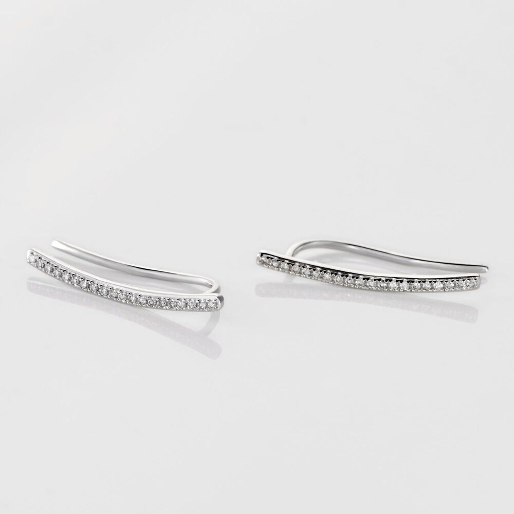 Boucles D'oreilles Grimpantes Fadoua Or Blanc Diamants -  Femme | Marc Orian