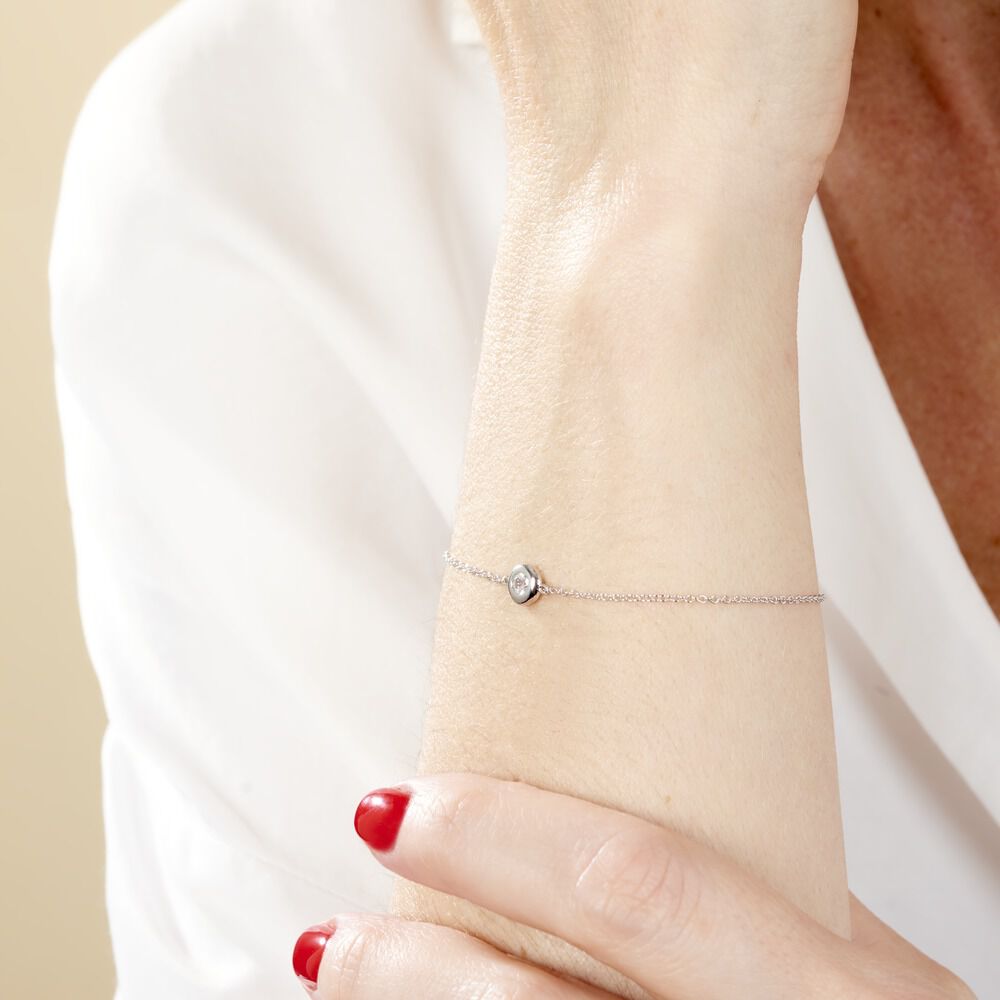 Bracelet Court Argent Blanc Laureano Oxyde De Zirconium - Bracelets chaînes Femme | Marc Orian