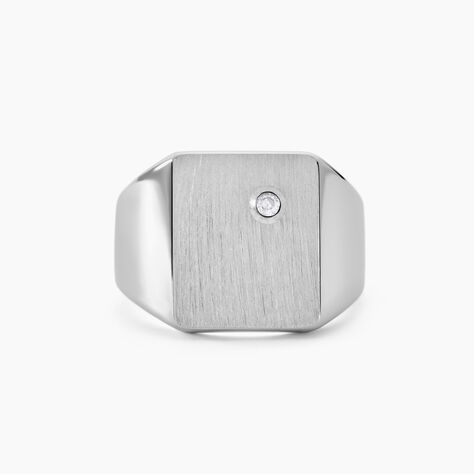 Chevalière Nataniel Argent Blanc Oxyde De Zirconium - Bijoux personnalisés Homme | Marc Orian