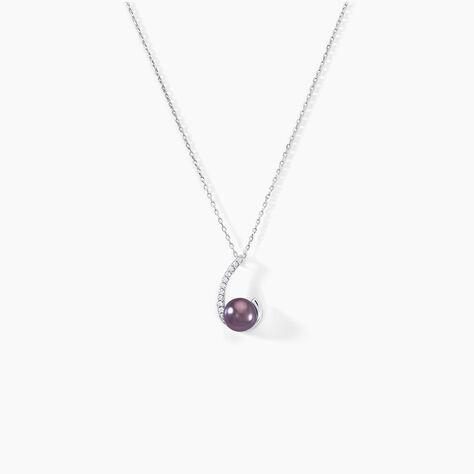 Collier Anais Or Blanc Perle De Culture Et Oxyde De Zirconium - Colliers avec pierres Femme | Marc Orian