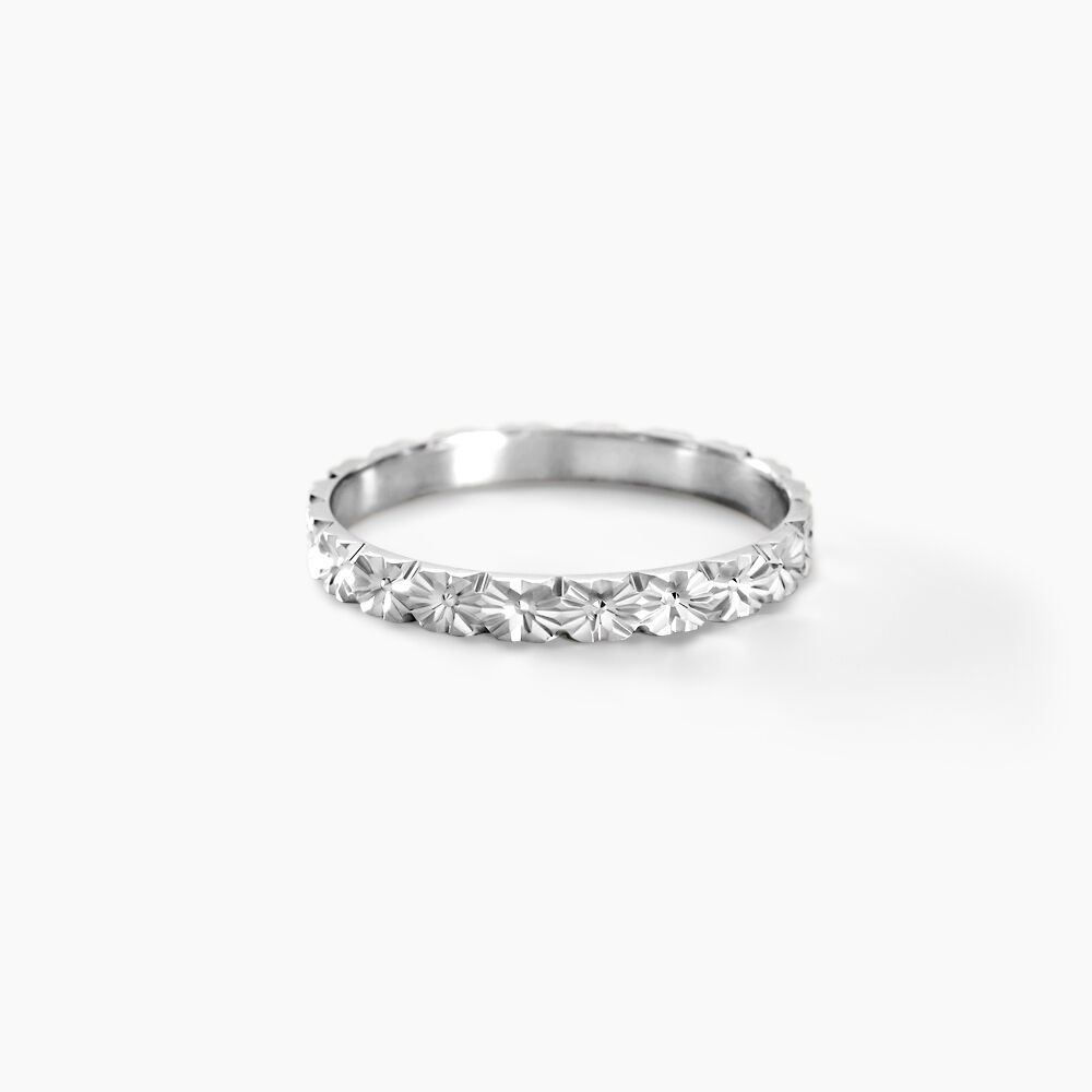 Alliance Fleur Diamantee Ruban Plat Or Blanc - Alliances personnalisées Unisex | Marc Orian