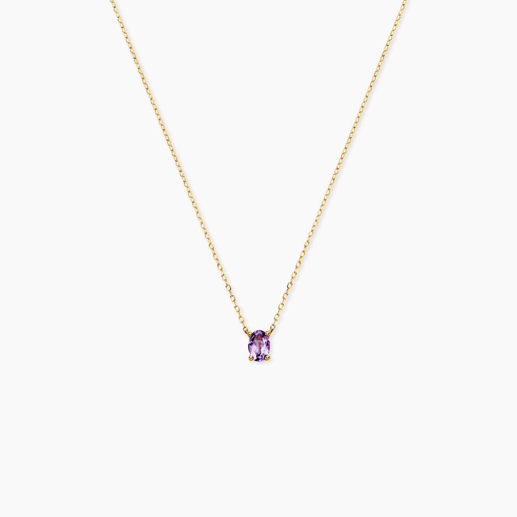 Collier Ovale Or Jaune Am&eacute;thyste - Colliers solitaires Femme | Marc Orian