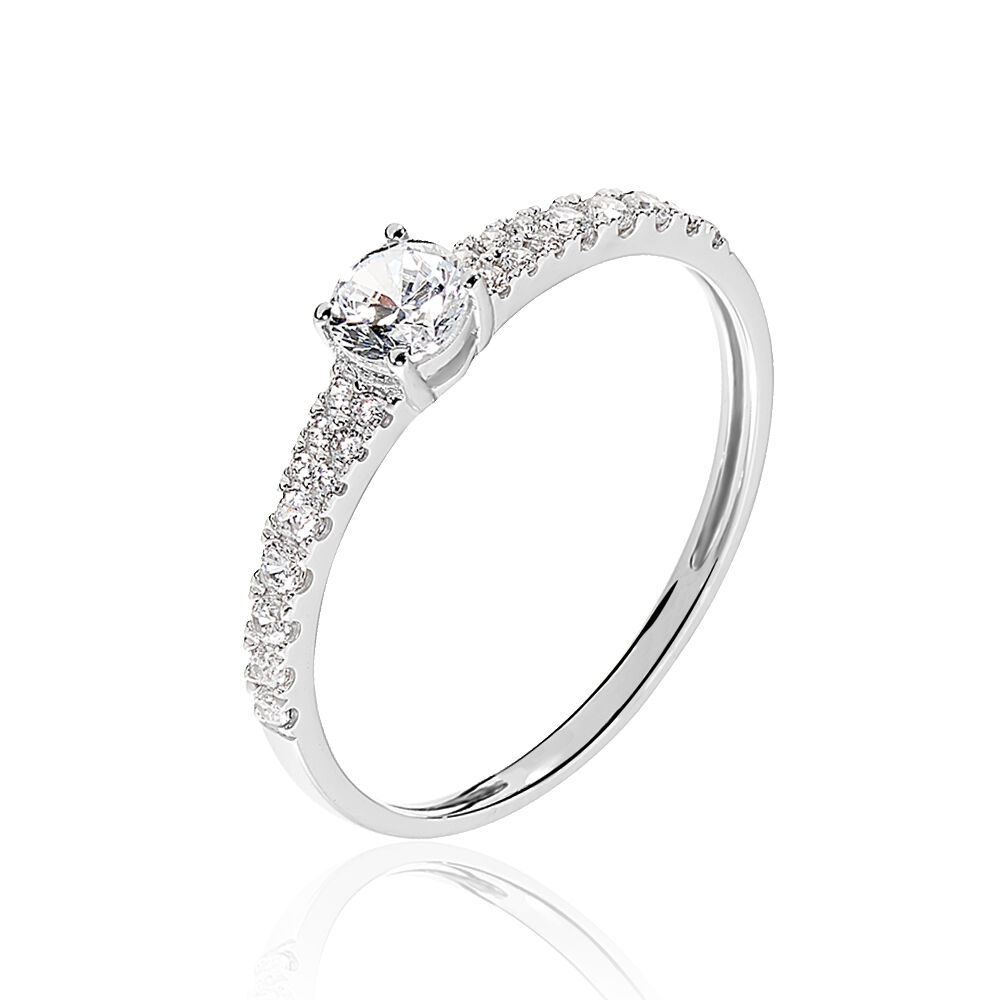 Bague Solitaire Francoise marie Or Blanc Oxyde De Zirconium