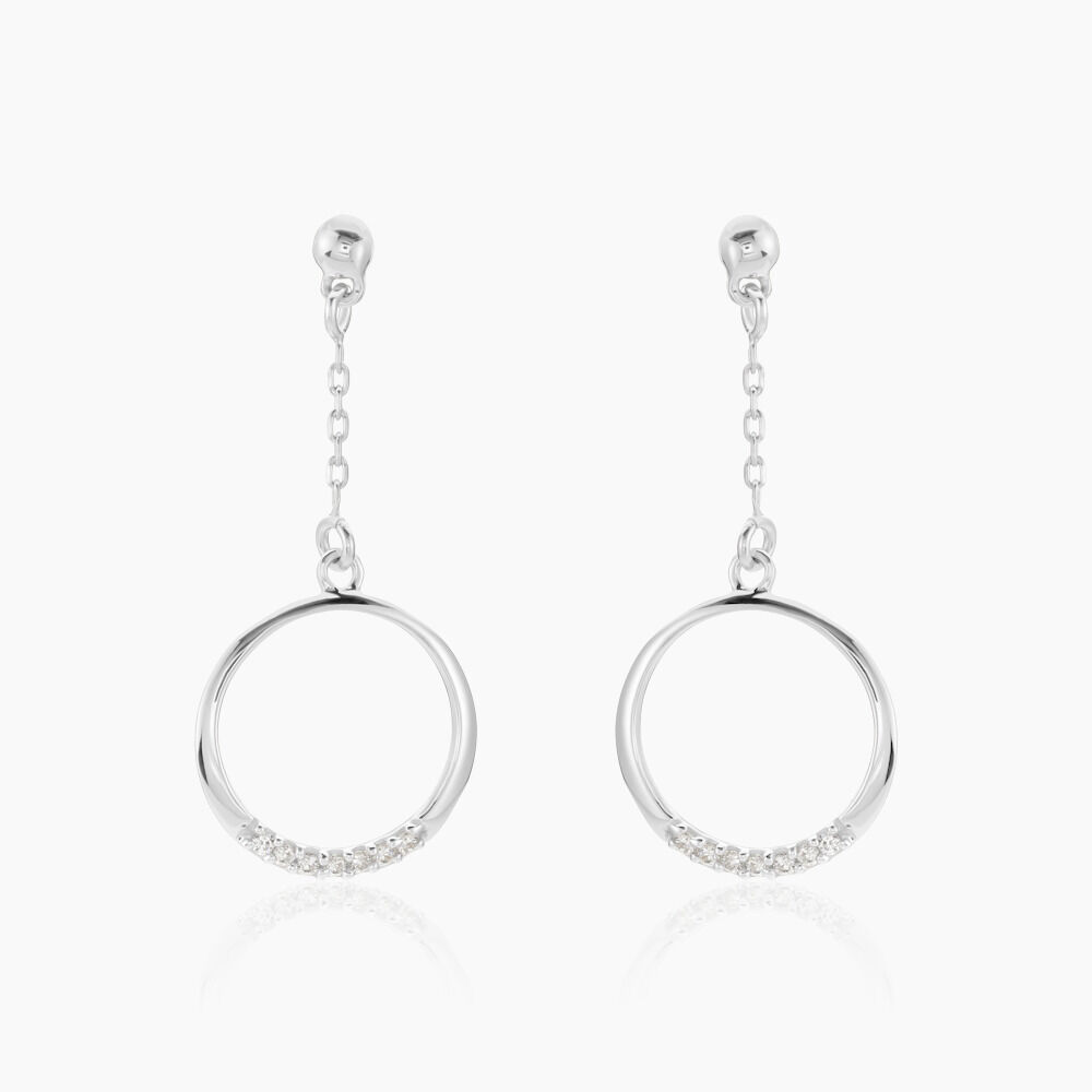 Boucles D'oreilles Pendantes Amma Argent Blanc Oxyde De Zirconium - Pendantes Femme | Marc Orian
