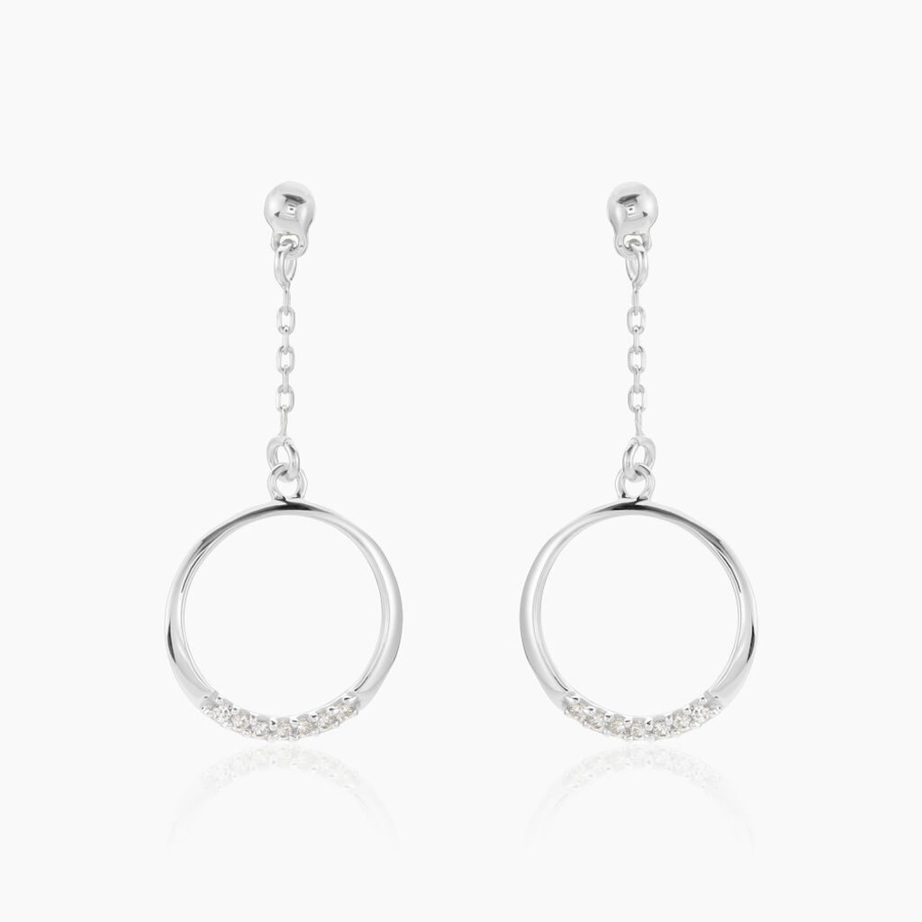Boucles D'oreilles Pendantes Amma Argent Blanc Oxyde De Zirconium - Pendantes Femme | Marc Orian