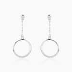 Boucles D'oreilles Pendantes Amma Argent Blanc Oxyde De Zirconium - Pendantes Femme | Marc Orian