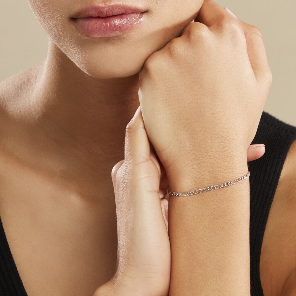 Bracelet Cameo Maille Alternee 1/3 Or Blanc - Bracelets mailles Femme | Marc Orian