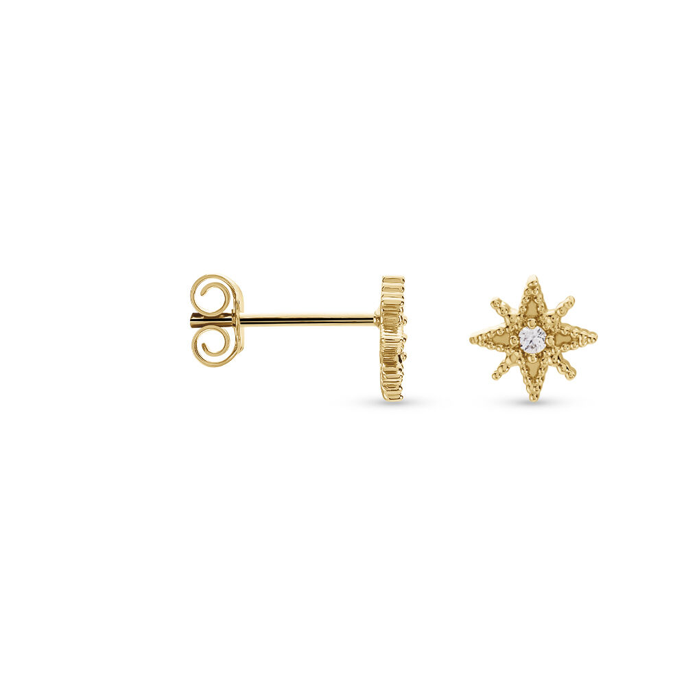 Boucles D'oreilles Puces Frea Plaqué Or Jaune Oxyde De Zirconium - Puces Femme | Marc Orian
