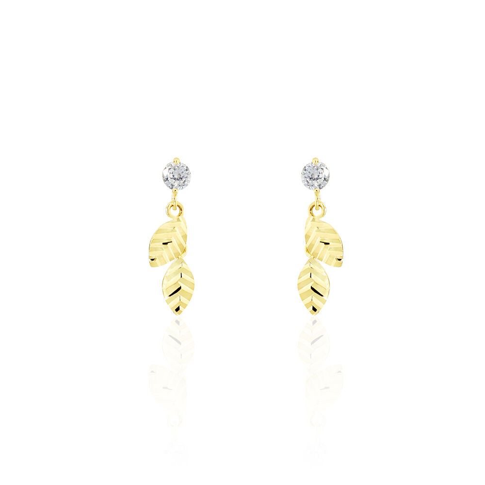Boucles D'oreilles Pendantes Bartolomea Feuille Or Jaune Oxyde - Pendantes Femme | Marc Orian