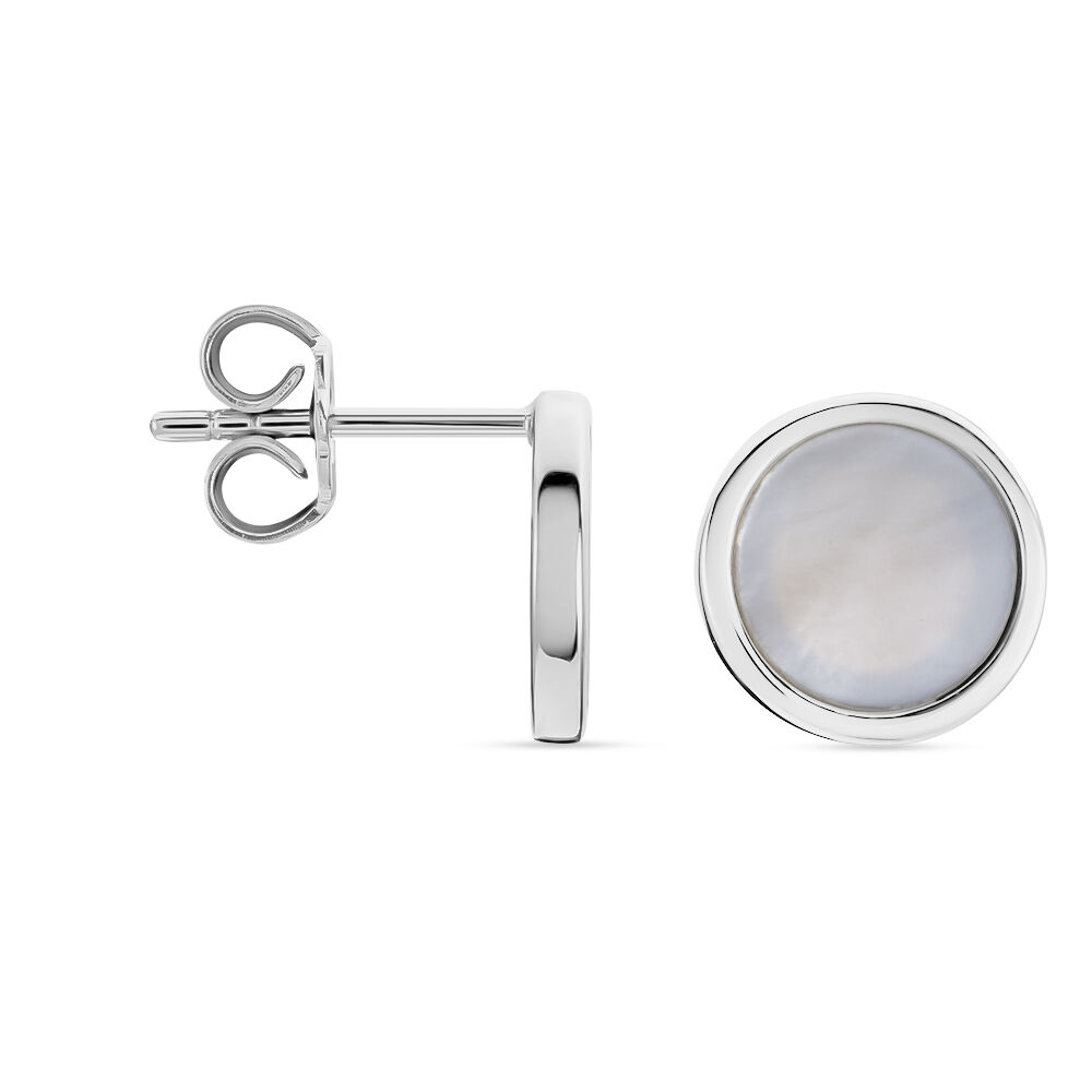 Boucles D'oreilles Puces Zealie Argent Blanc Nacre - Puces Femme | Marc Orian