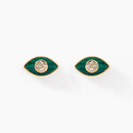 Boucles D'oreilles Puces Matiasma Or Jaune Malachite Diamant - Puces Femme | Marc Orian