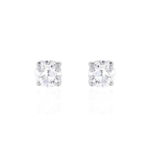 Boucles D'oreilles Puces 4 Griffes Or Blanc Diamant Synthetique - Puces Femme | Marc Orian